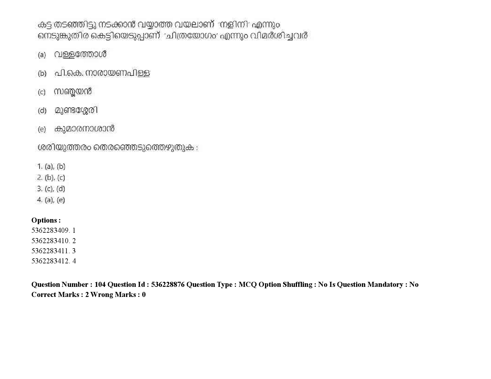 UGC NET Malayalam Question Paper September 2020 143