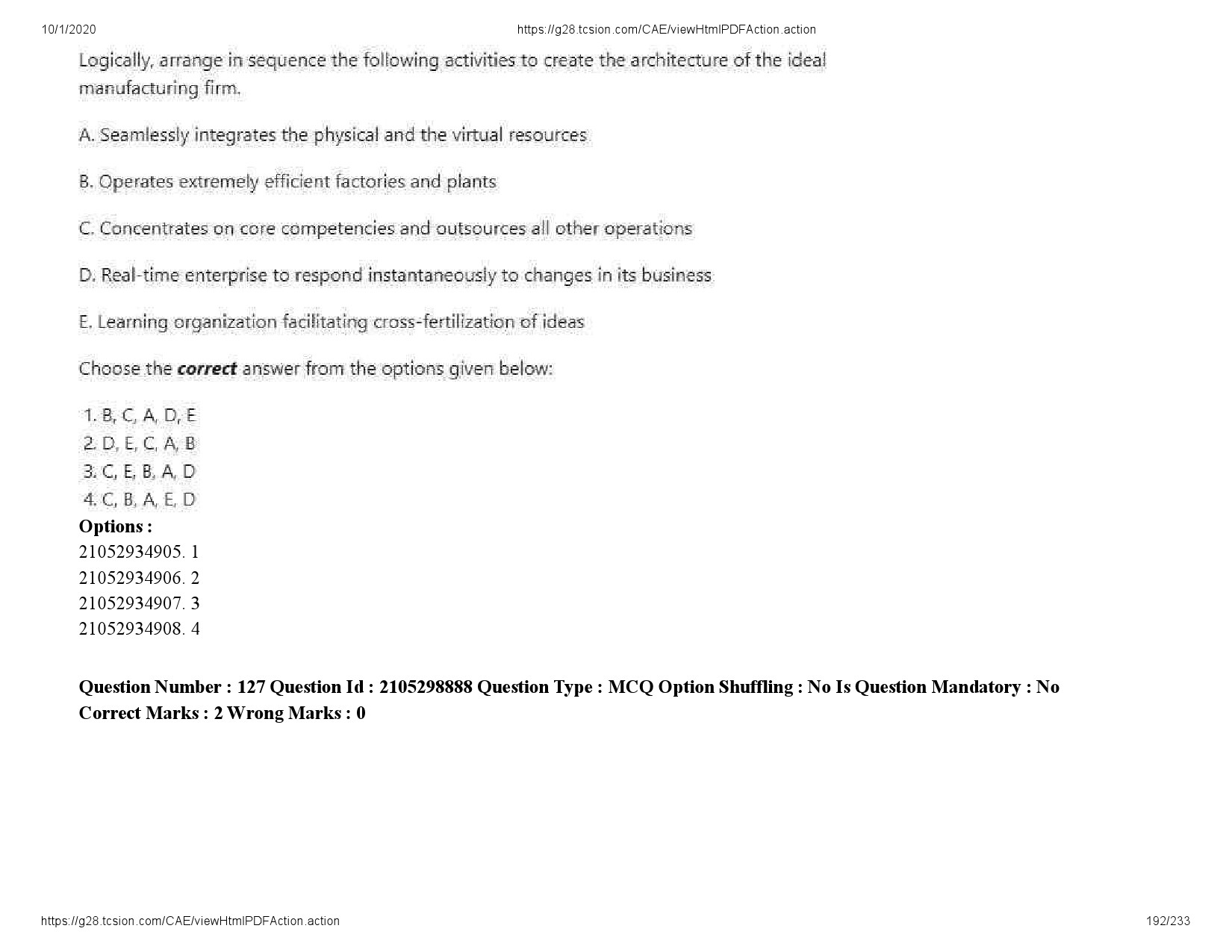 UGC NET Management Question Paper September 2020 192