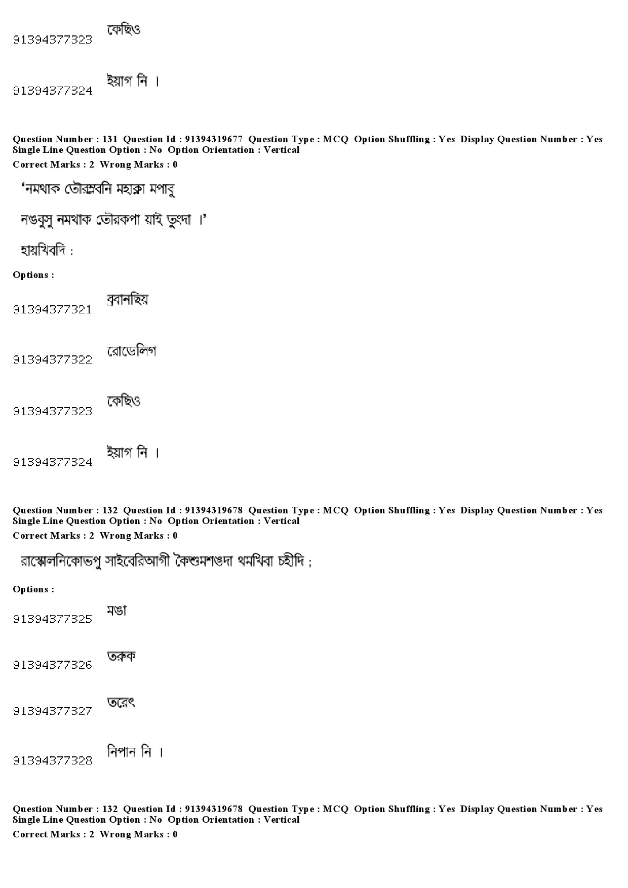 UGC NET Manipuri Question Paper December 2018 116