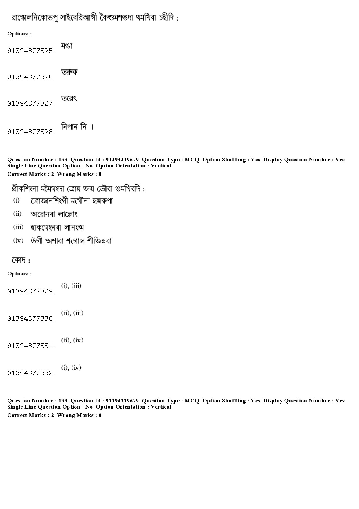 UGC NET Manipuri Question Paper December 2018 117