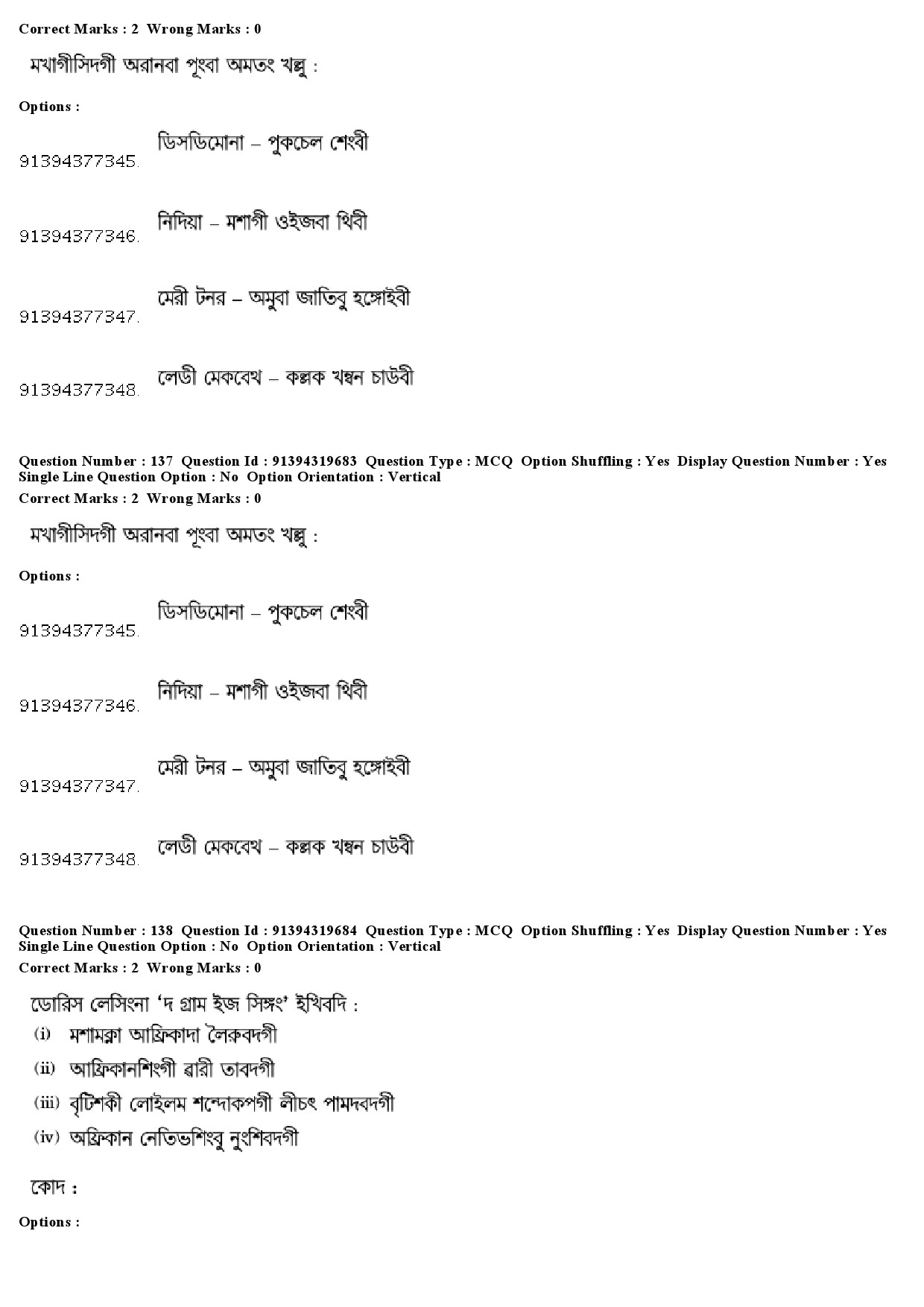 UGC NET Manipuri Question Paper December 2018 121