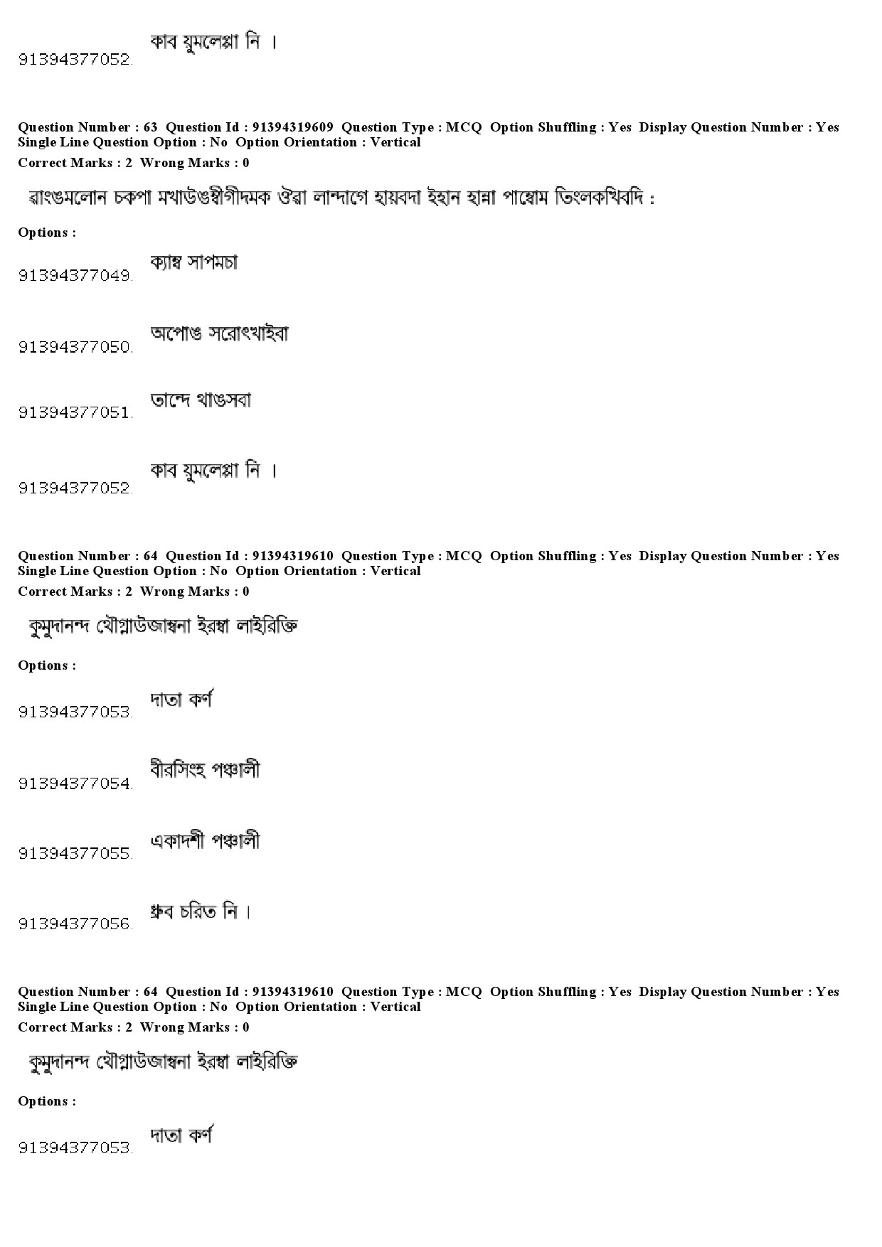 UGC NET Manipuri Question Paper December 2018 56