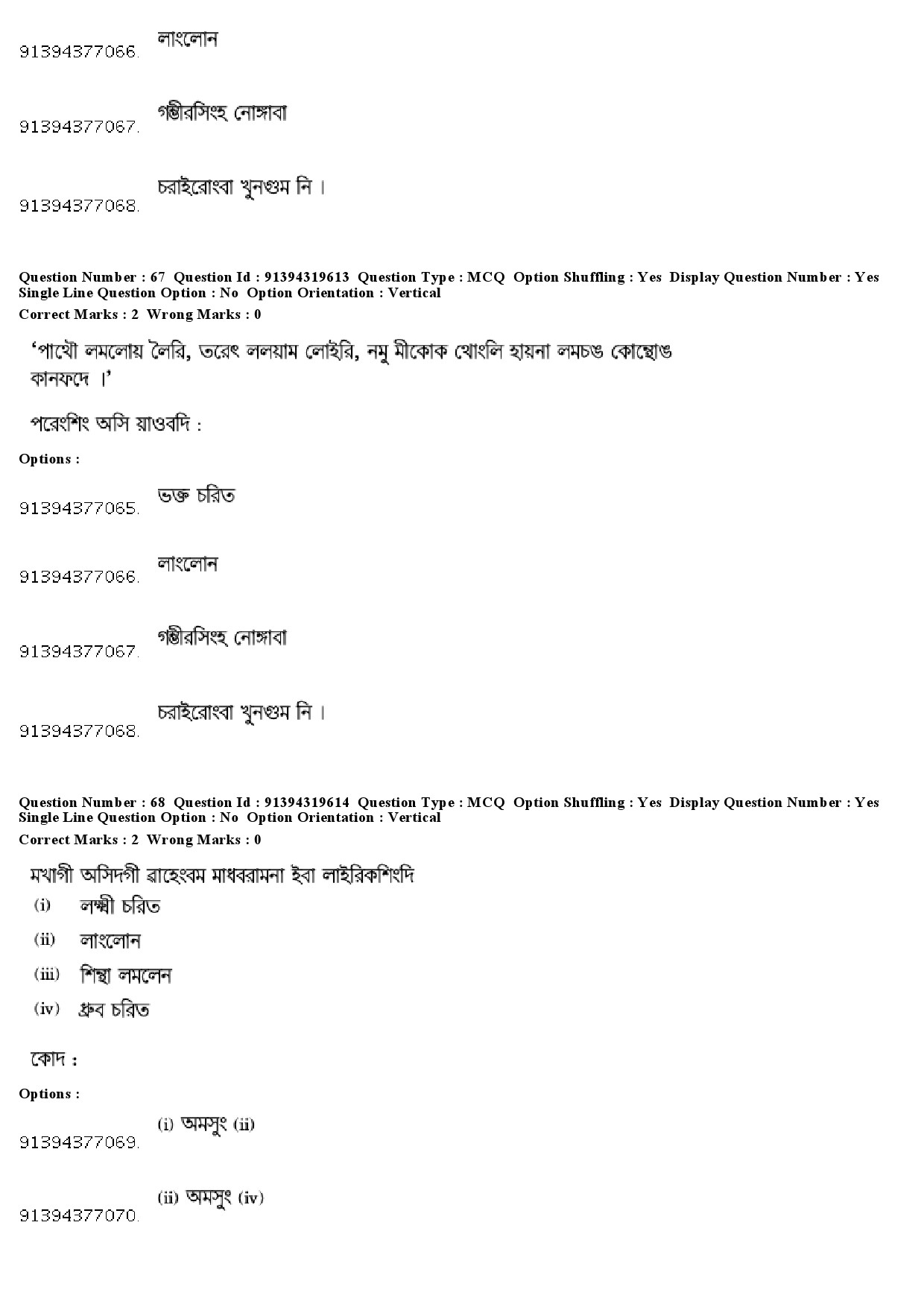 UGC NET Manipuri Question Paper December 2018 59