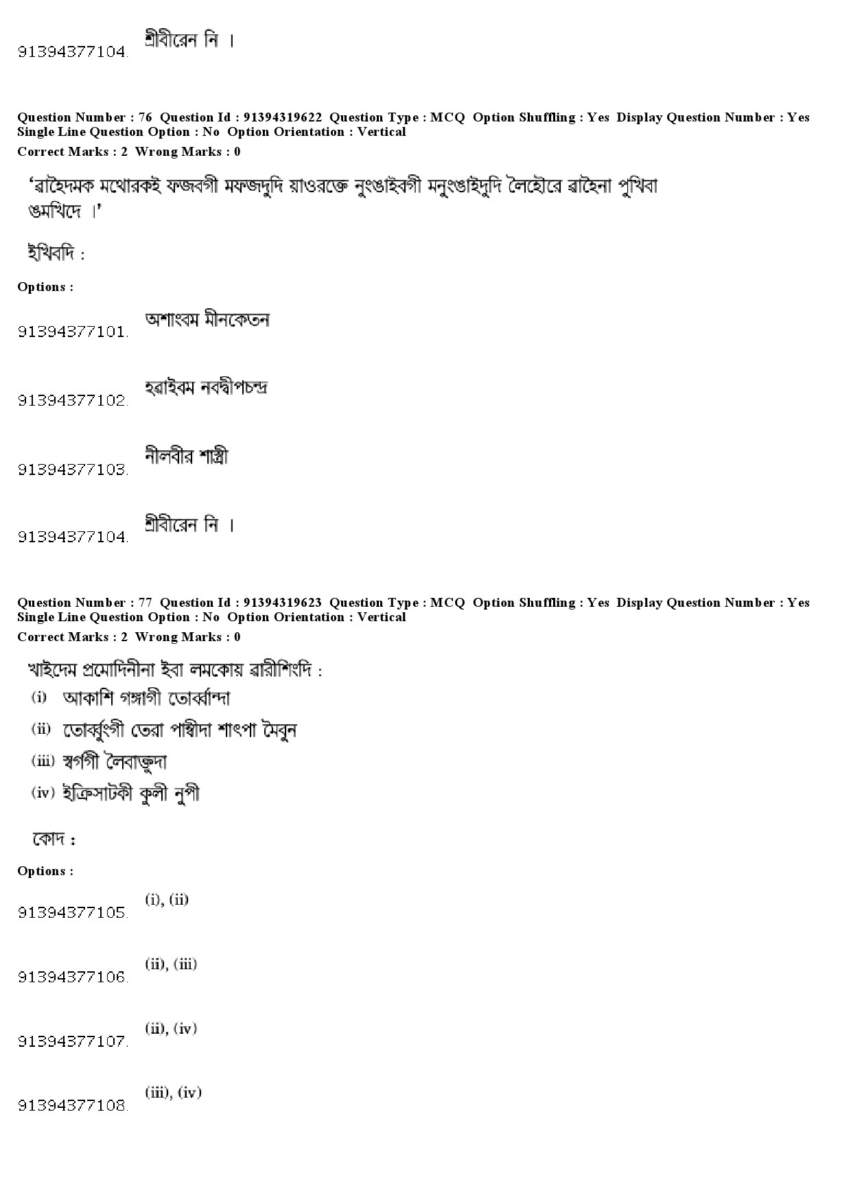 UGC NET Manipuri Question Paper December 2018 67