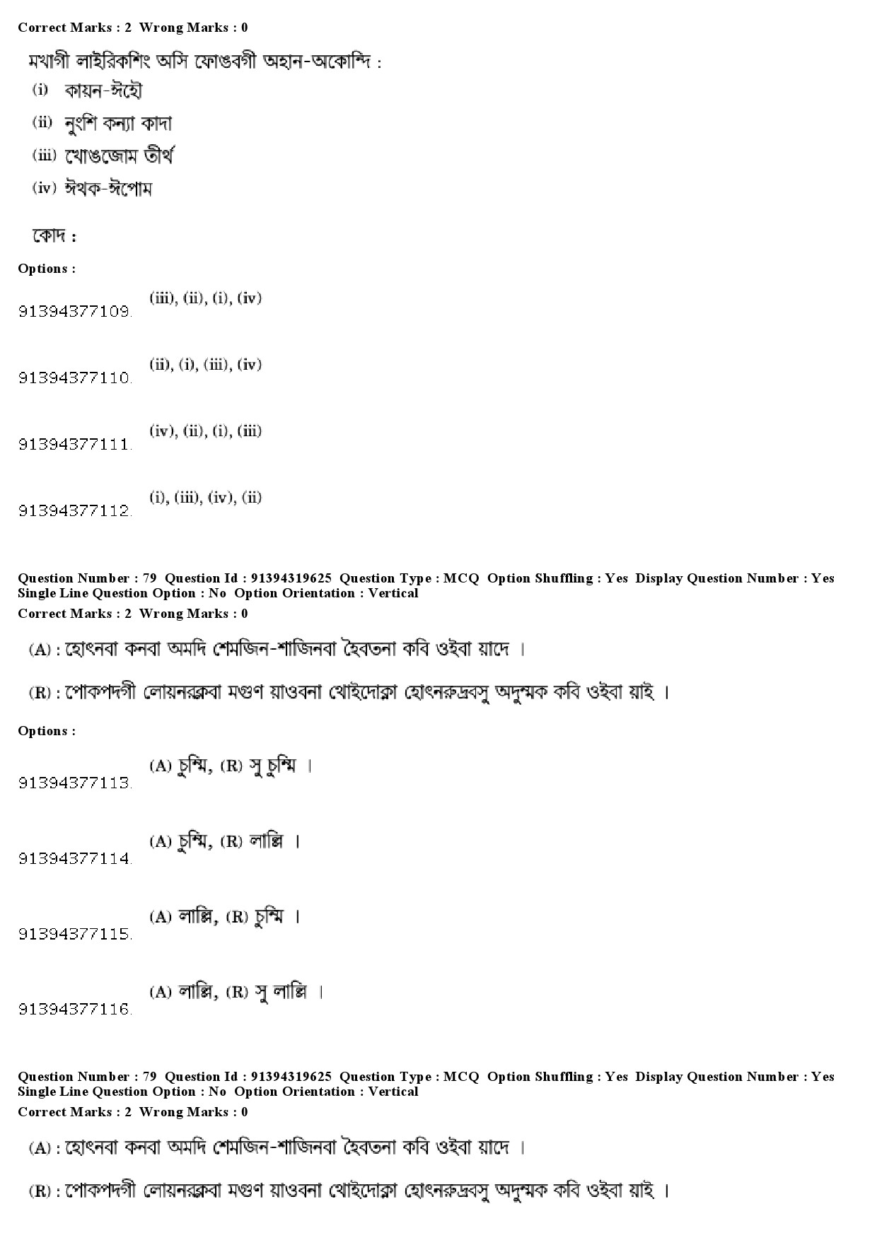 UGC NET Manipuri Question Paper December 2018 69