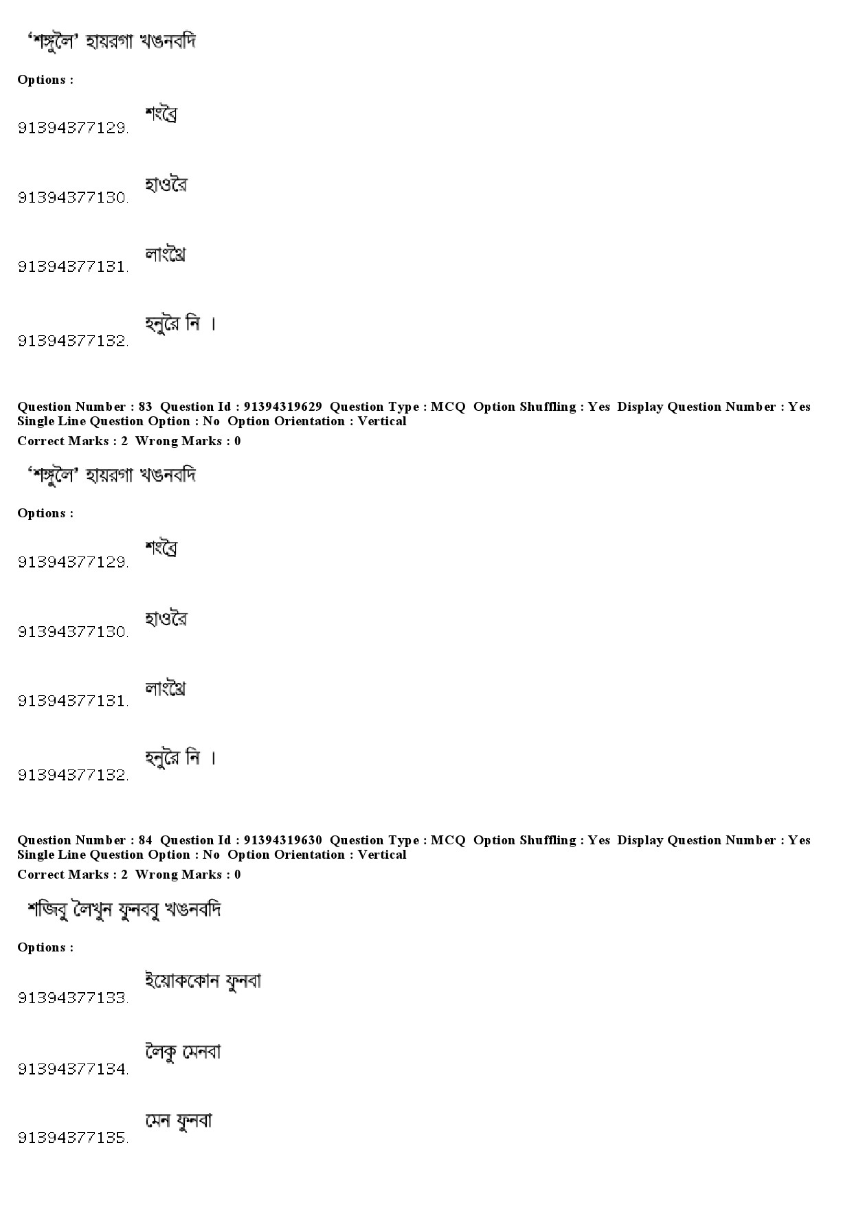 UGC NET Manipuri Question Paper December 2018 73