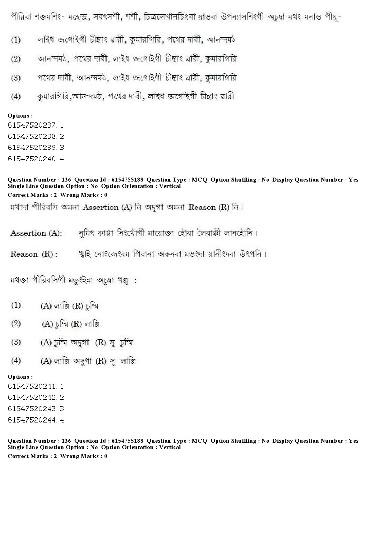 UGC NET Manipuri Question Paper December 2019 136