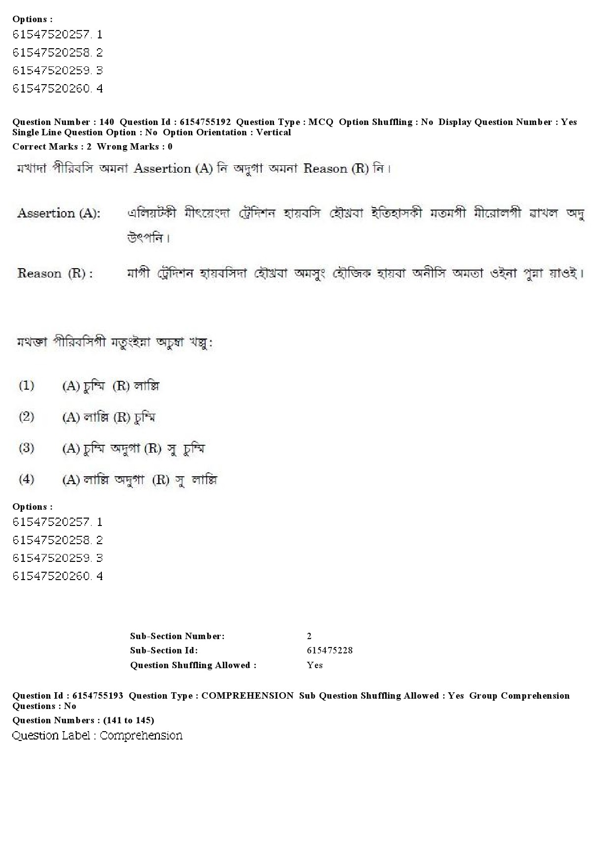 UGC NET Manipuri Question Paper December 2019 142