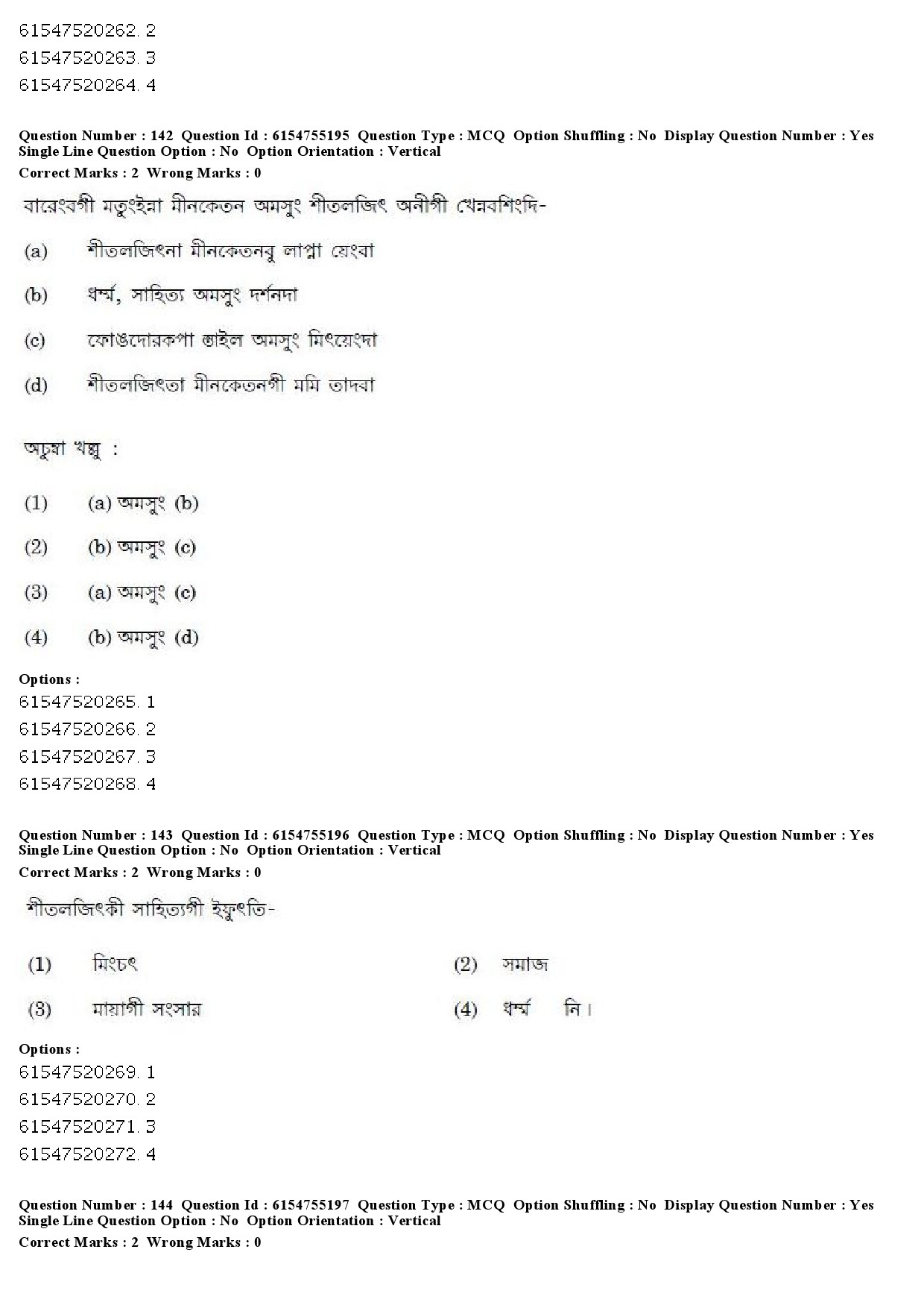 UGC NET Manipuri Question Paper December 2019 144