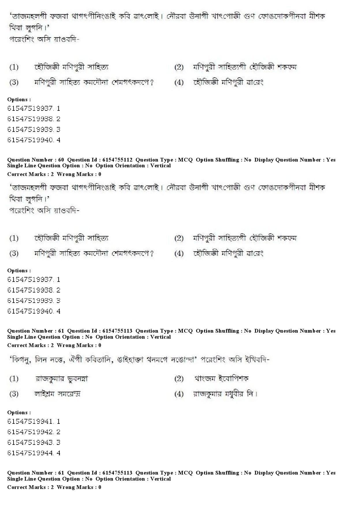 UGC NET Manipuri Question Paper December 2019 61