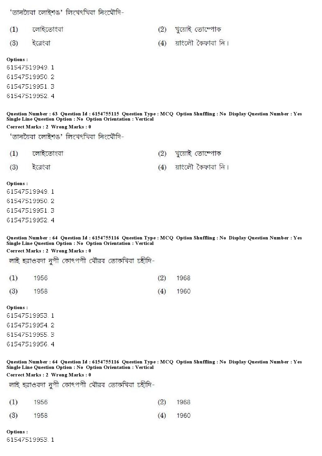 UGC NET Manipuri Question Paper December 2019 63