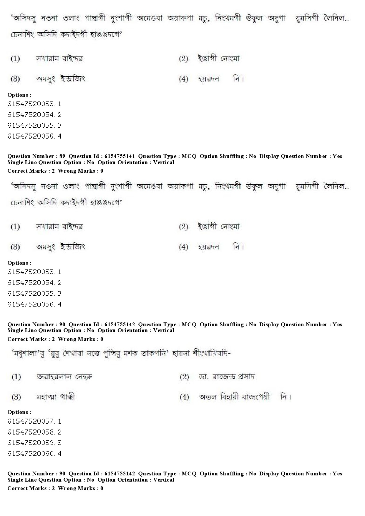 UGC NET Manipuri Question Paper December 2019 79