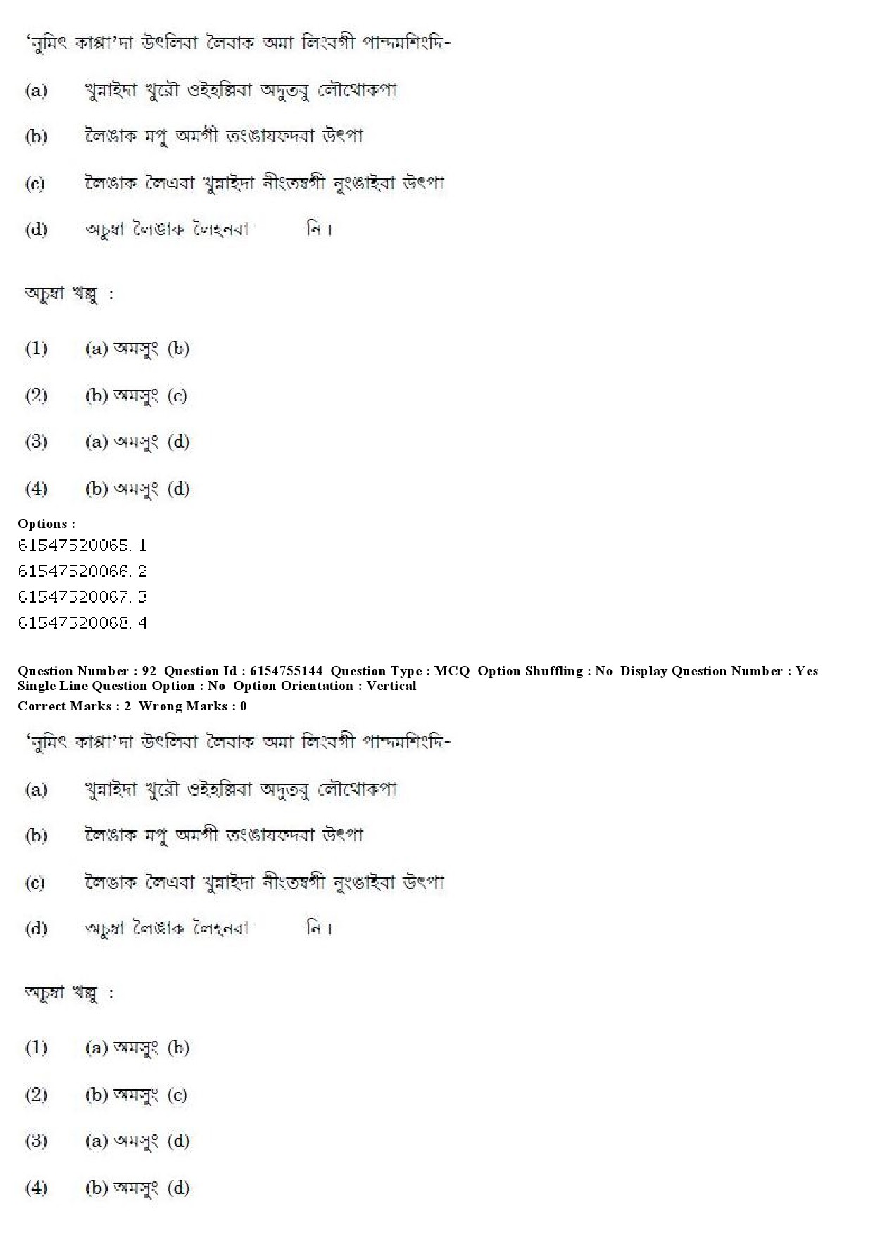 UGC NET Manipuri Question Paper December 2019 82