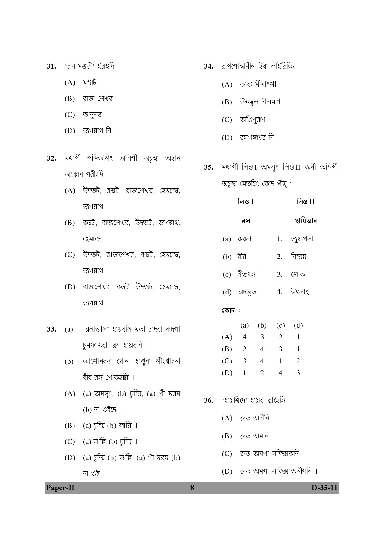 UGC NET Manipuri Question Paper II December 2011 8