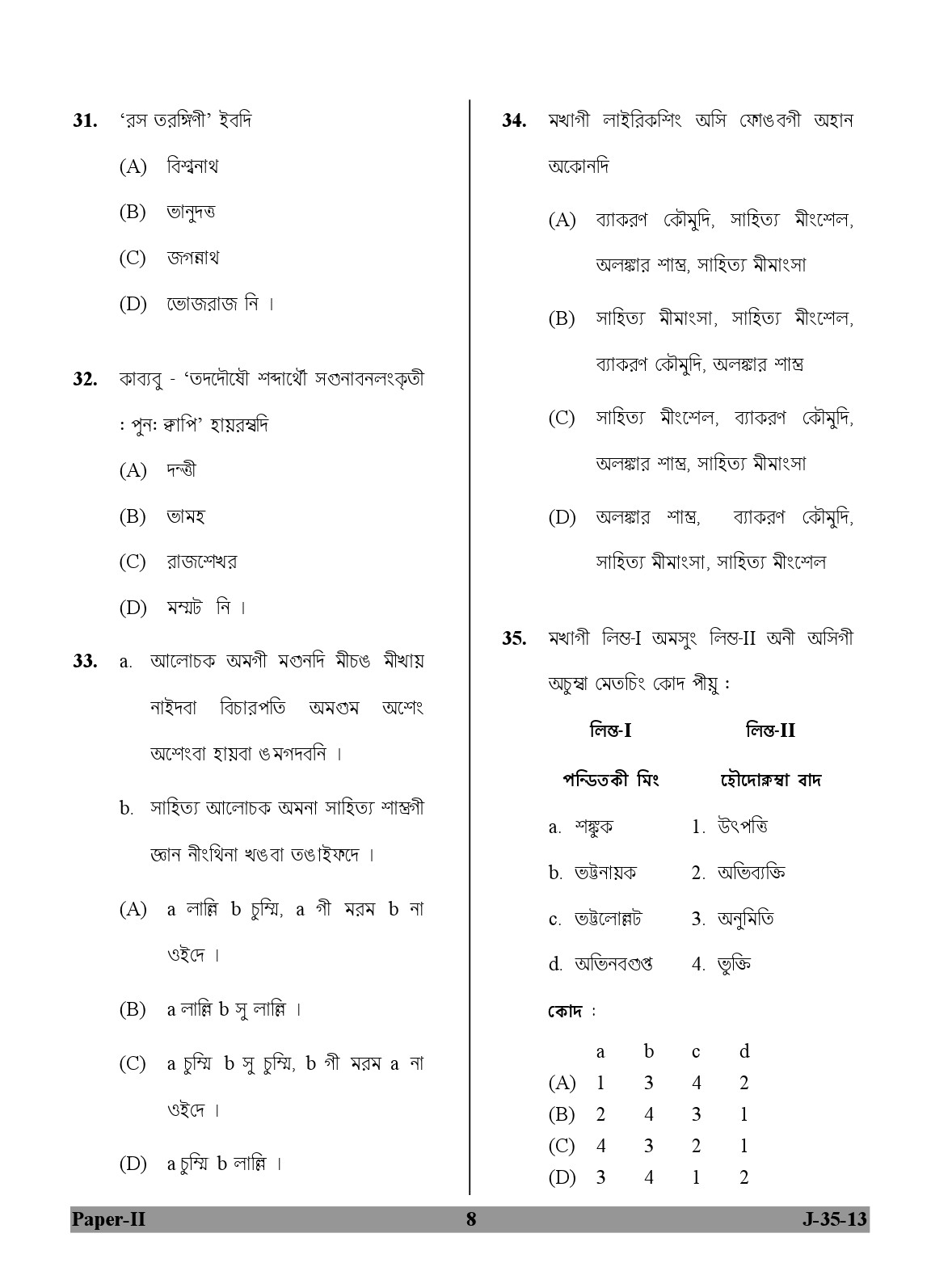 UGC NET Manipuri Question Paper II Exam 2 June 2013 8