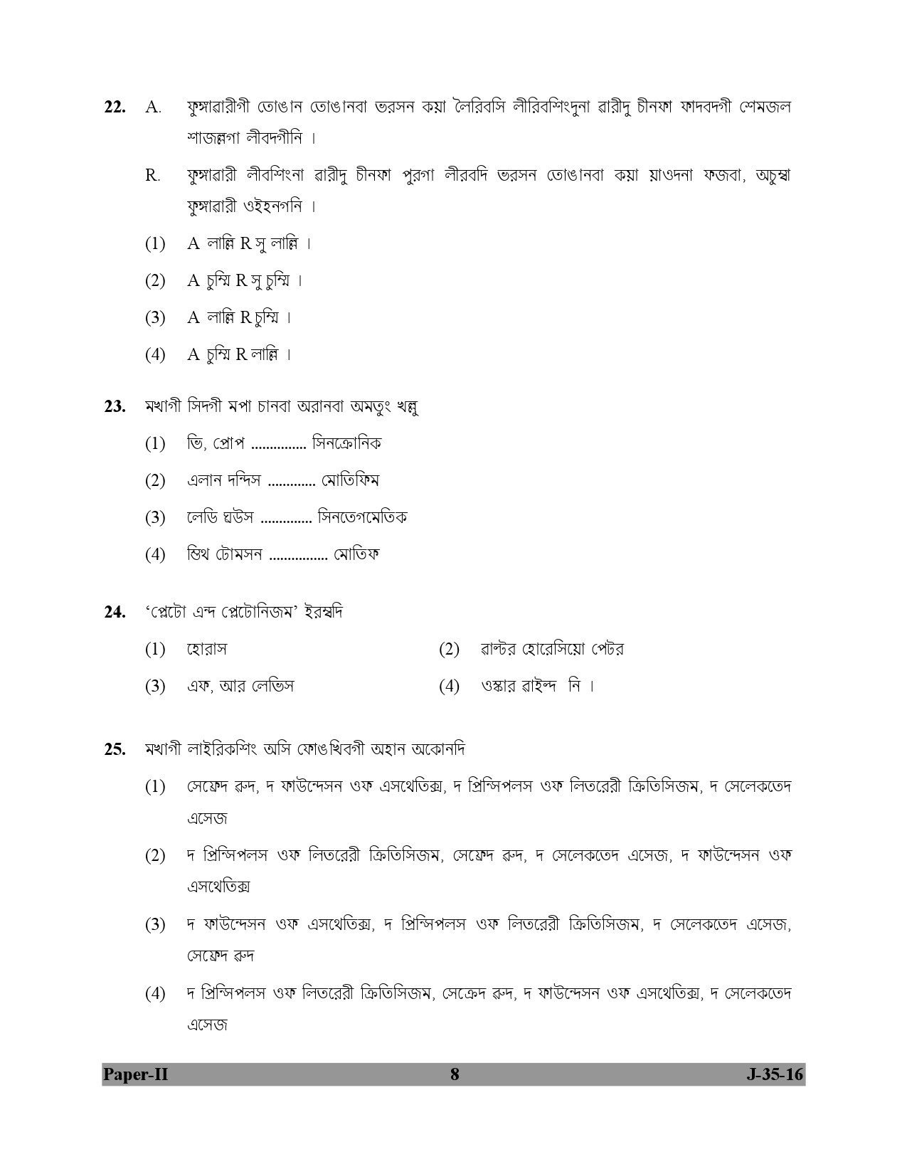 UGC NET Manipuri Question Paper II July 2016 8