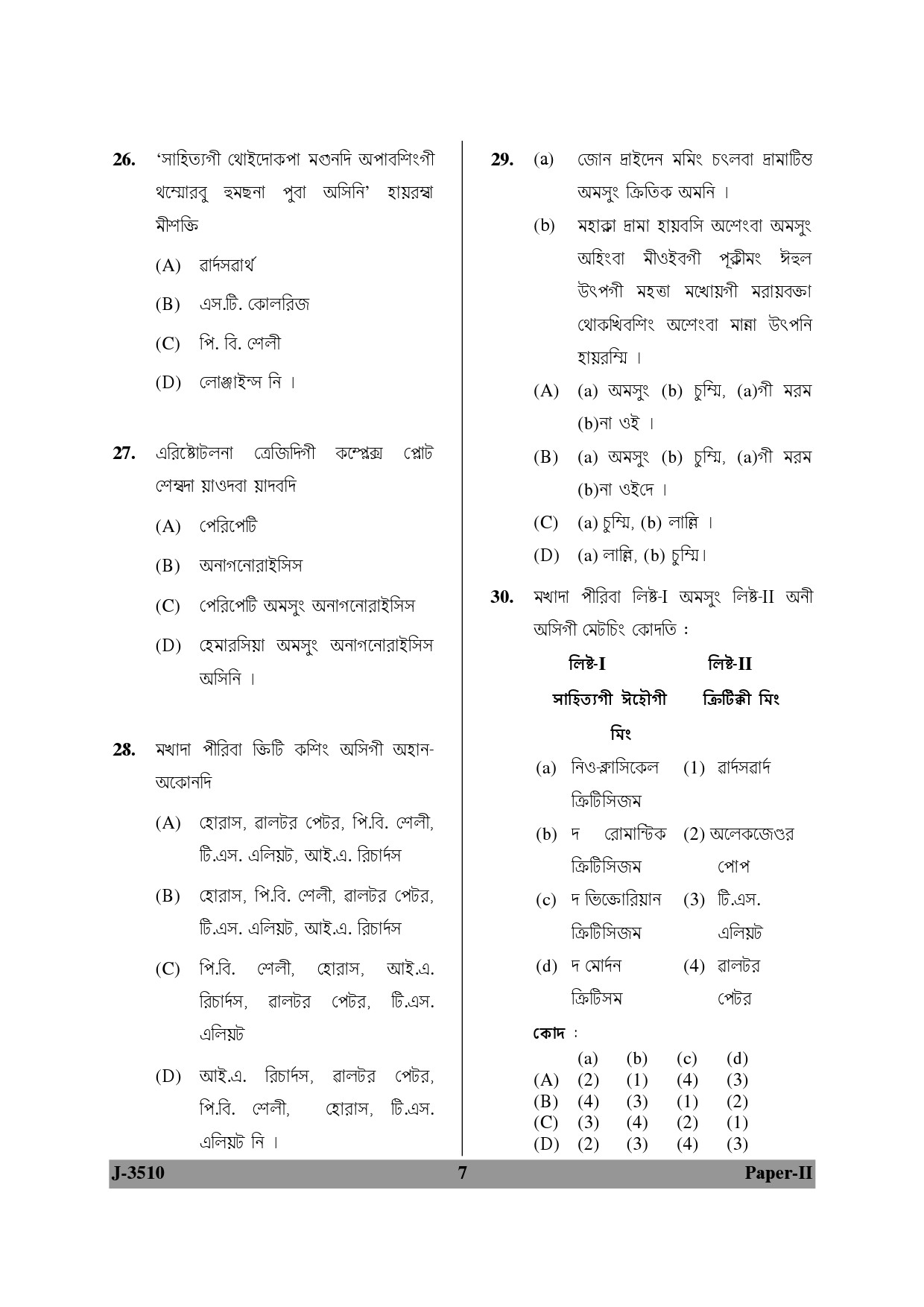 UGC NET Manipuri Question Paper II June 2010 7