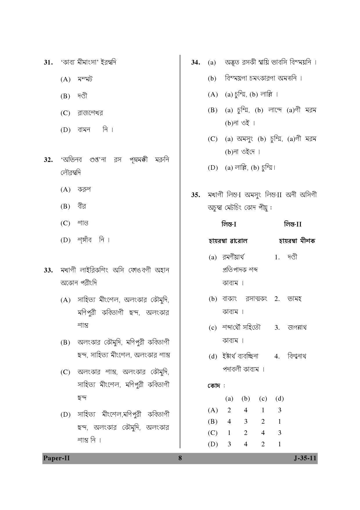 UGC NET Manipuri Question Paper II June 2011 8