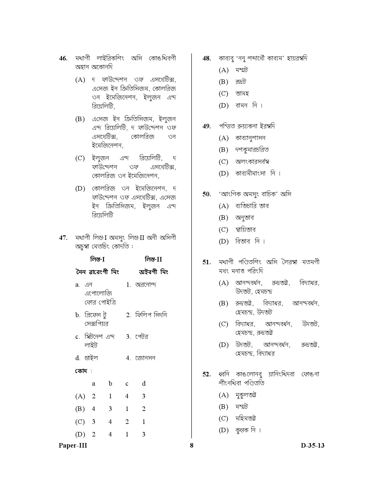 UGC NET Manipuri Question Paper III December 2013 8