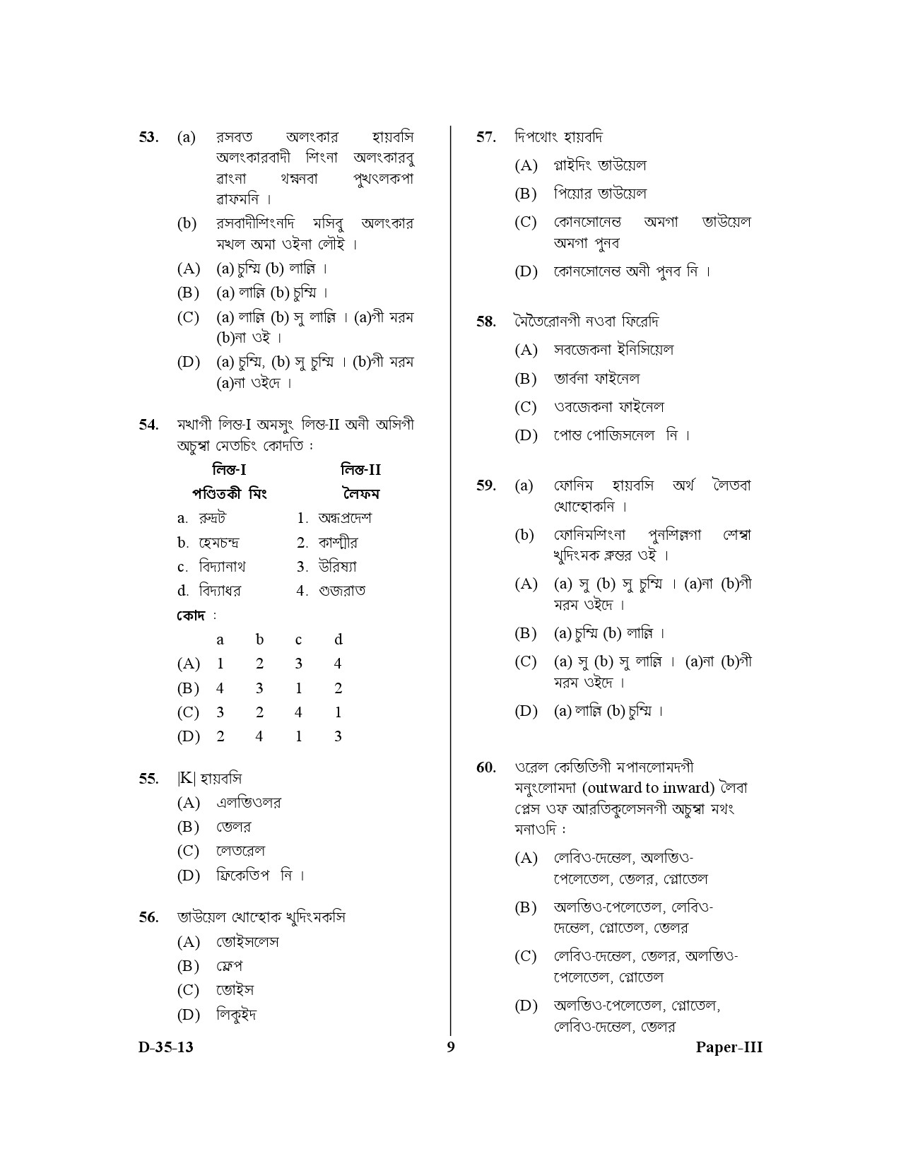 UGC NET Manipuri Question Paper III December 2013 9