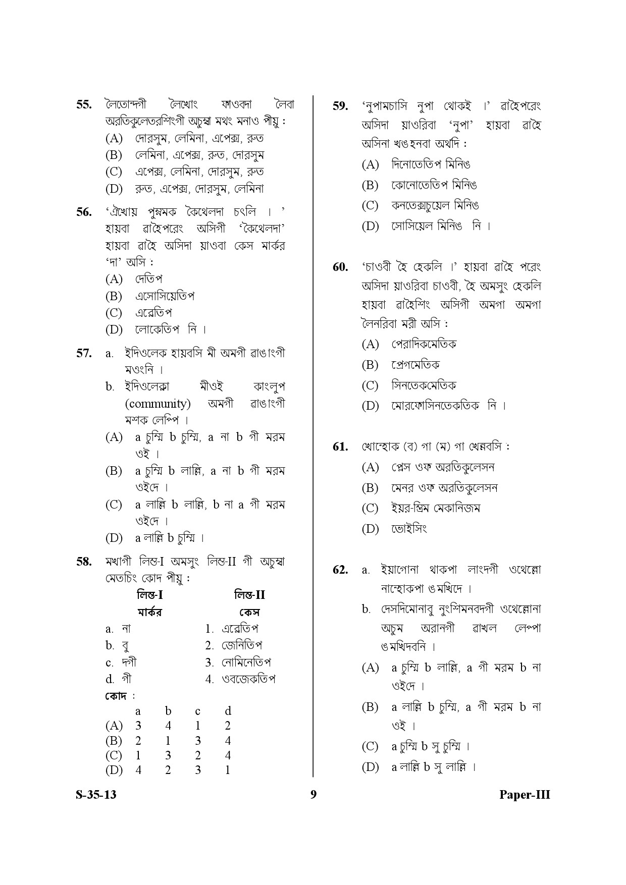 UGC NET Manipuri Question Paper III June 2013 9