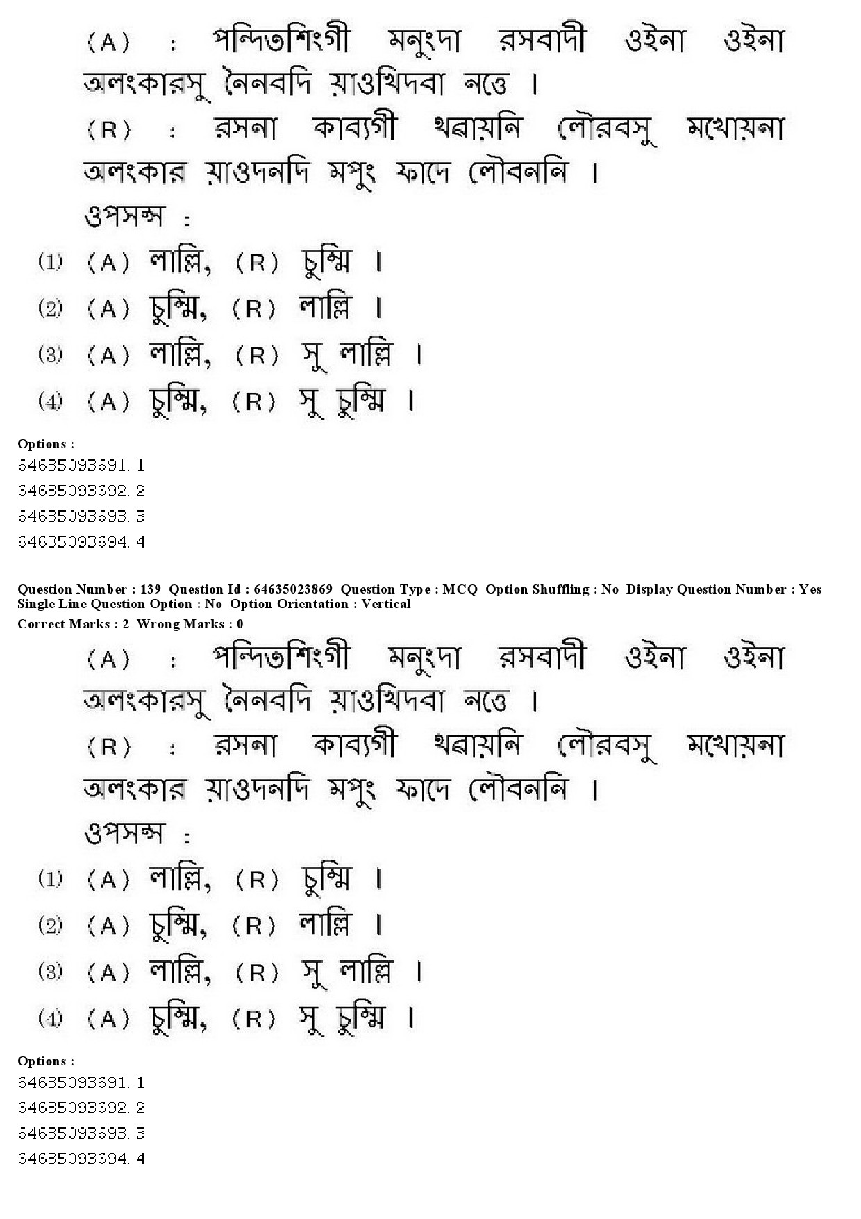 UGC NET Manipuri Question Paper June 2019 142