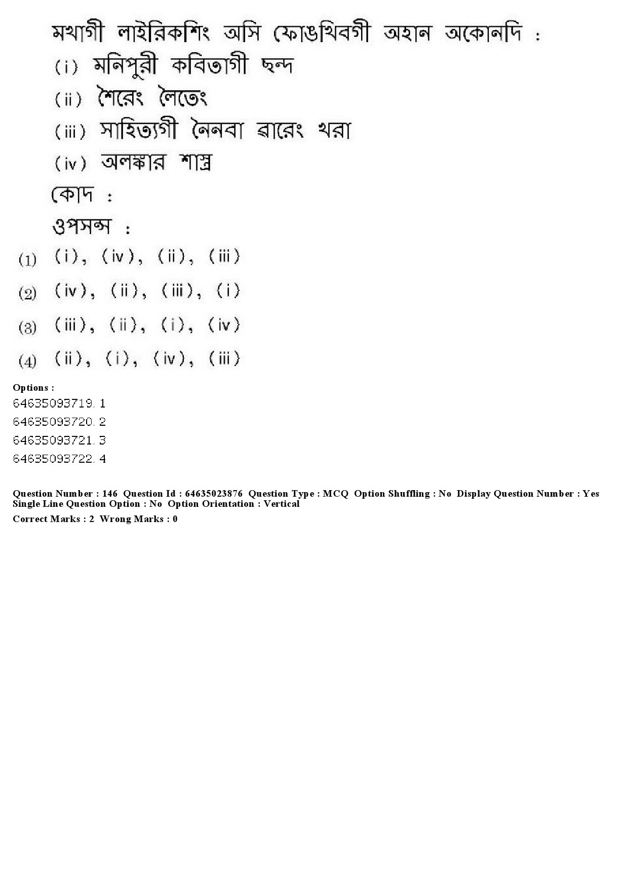 UGC NET Manipuri Question Paper June 2019 152