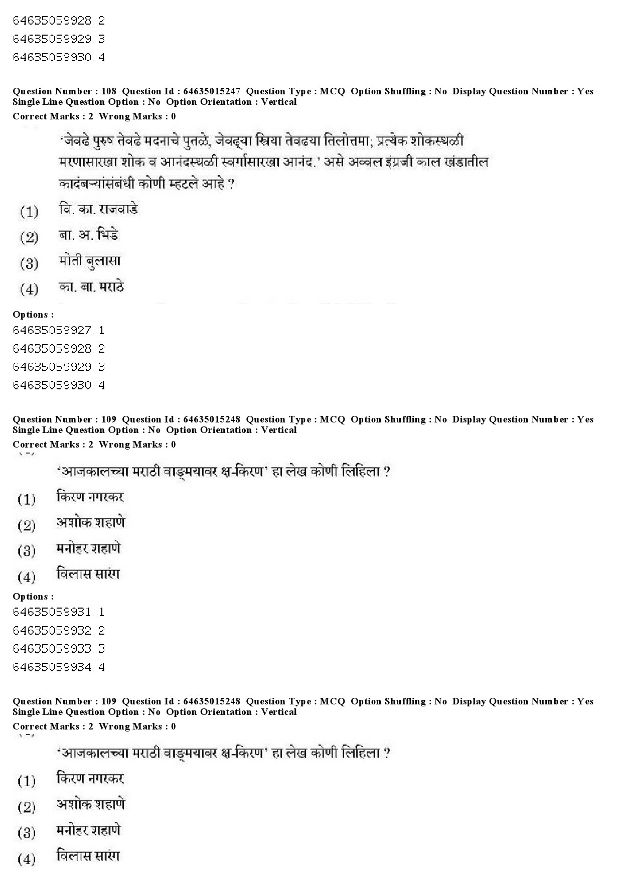 UGC NET Marathi Question Paper June 2019 92