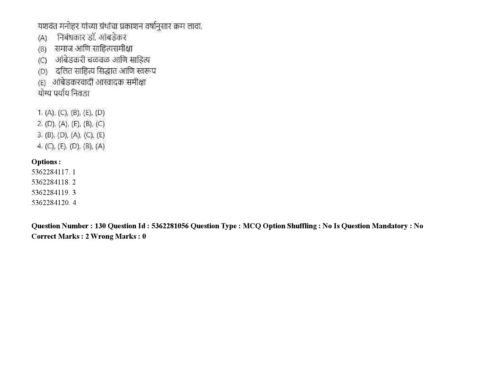 UGC NET Marathi Question Paper September 2020 190