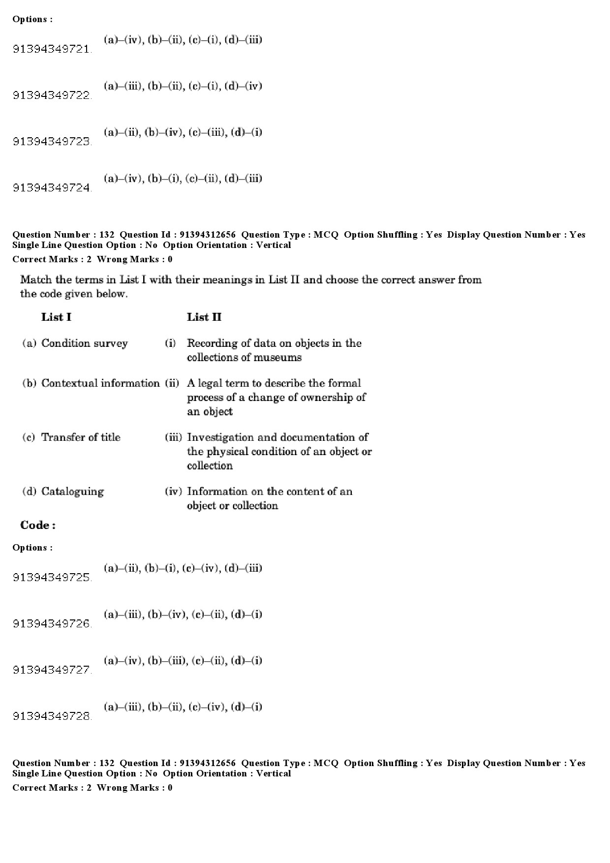 UGC NET Museology and Conservation Question Paper December 2018 124