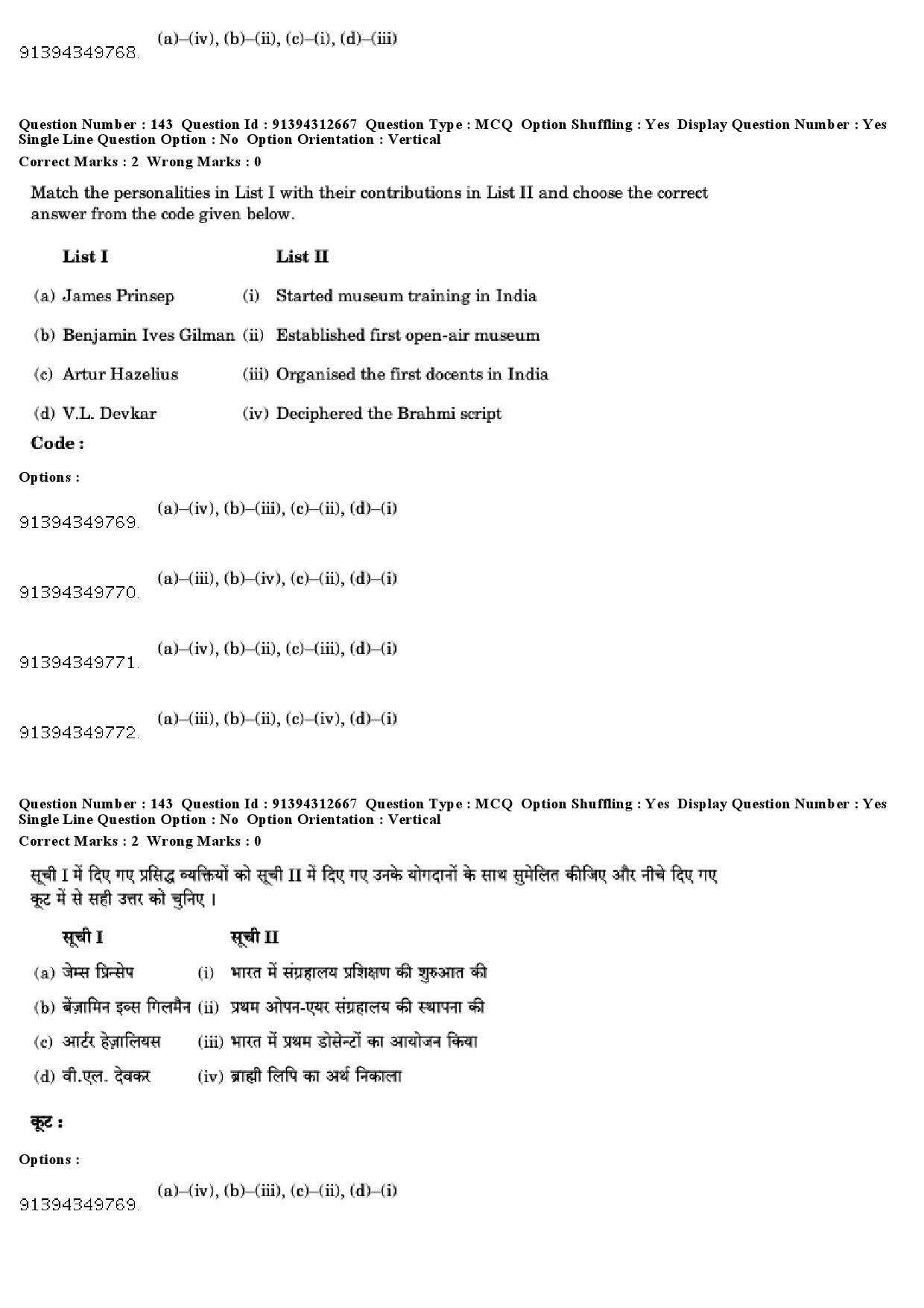 UGC NET Museology and Conservation Question Paper December 2018 138