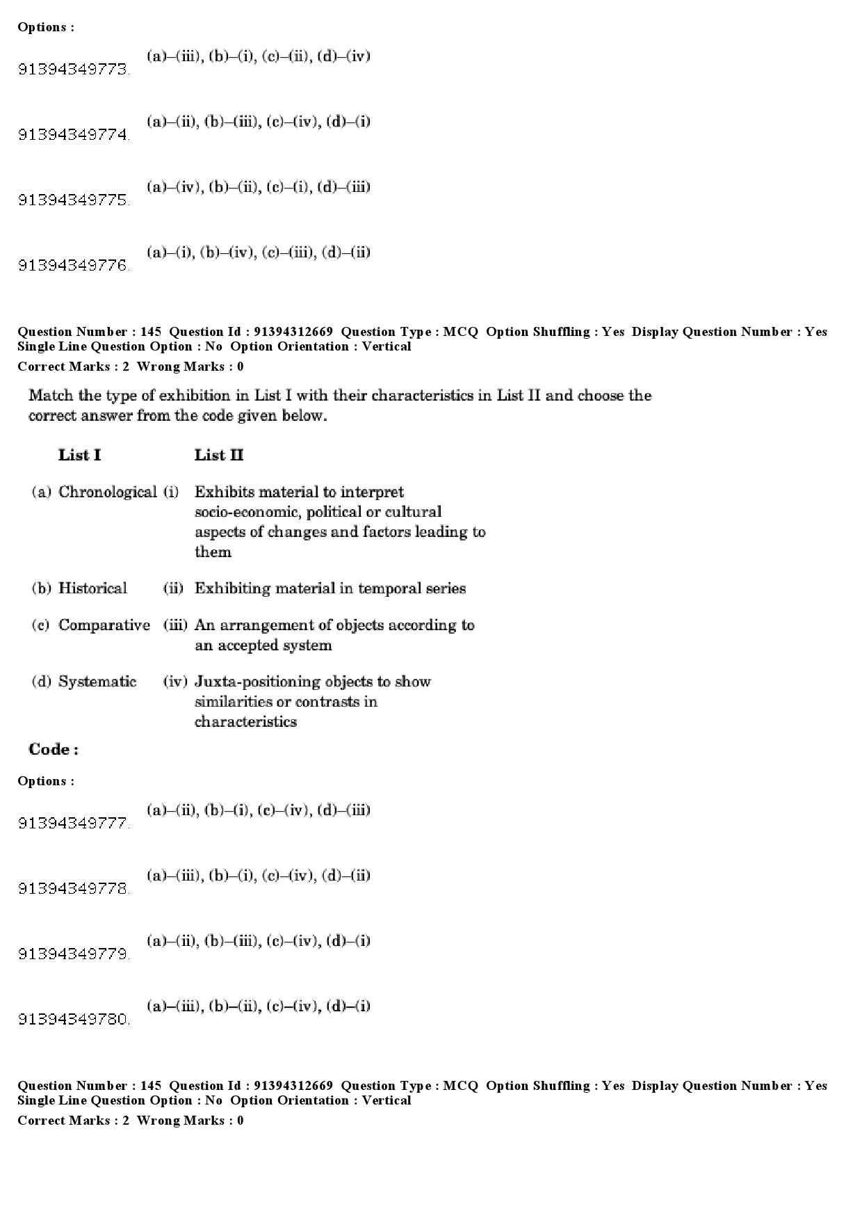 UGC NET Museology and Conservation Question Paper December 2018 140