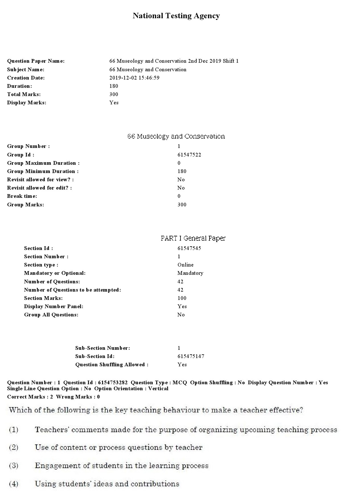 UGC NET Museology and Conservation Question Paper December 2019 1