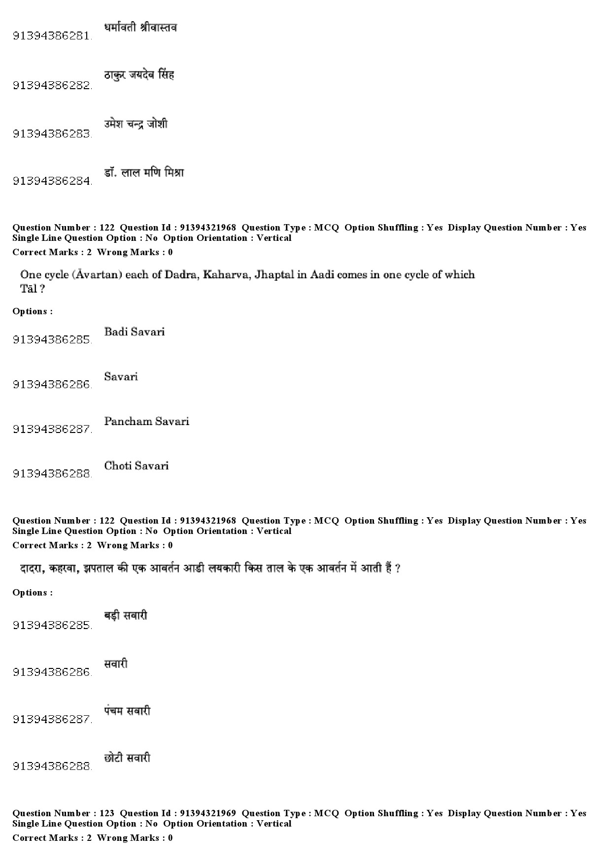 UGC NET Percussion Instruments Question Paper December 2018 101