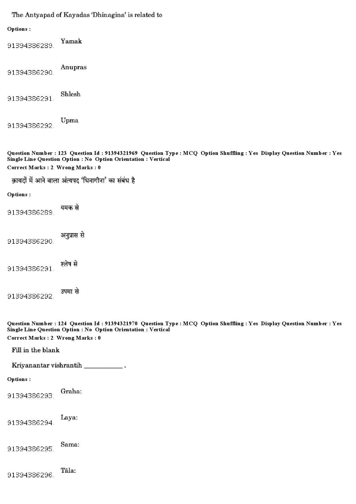 UGC NET Percussion Instruments Question Paper December 2018 102