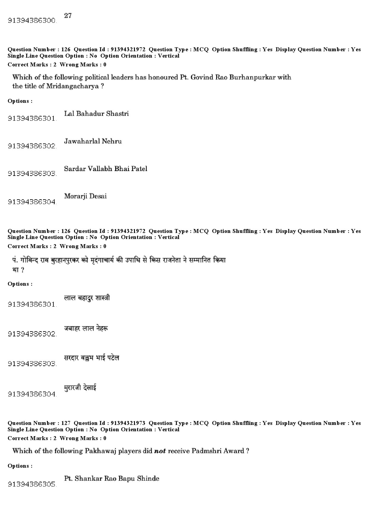 UGC NET Percussion Instruments Question Paper December 2018 104