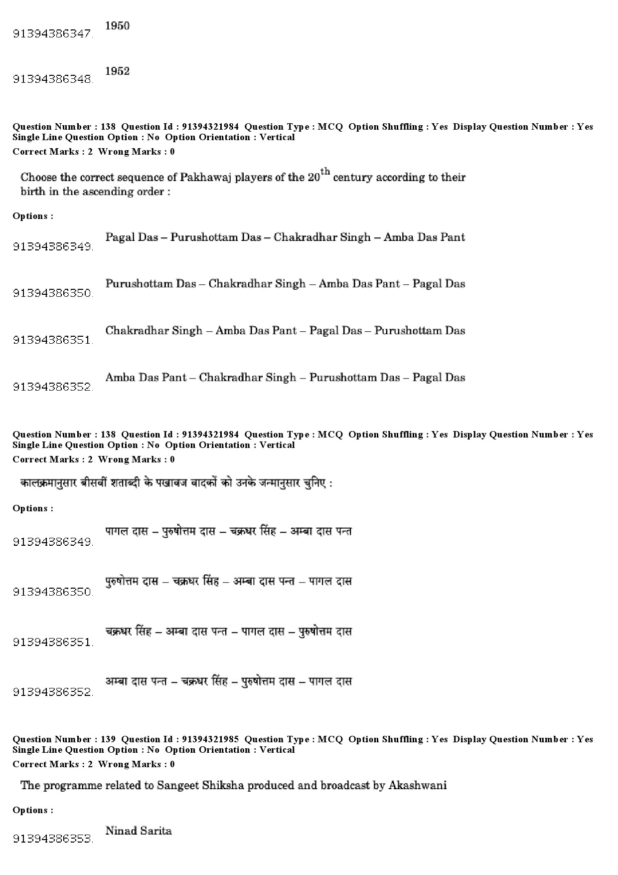 UGC NET Percussion Instruments Question Paper December 2018 113