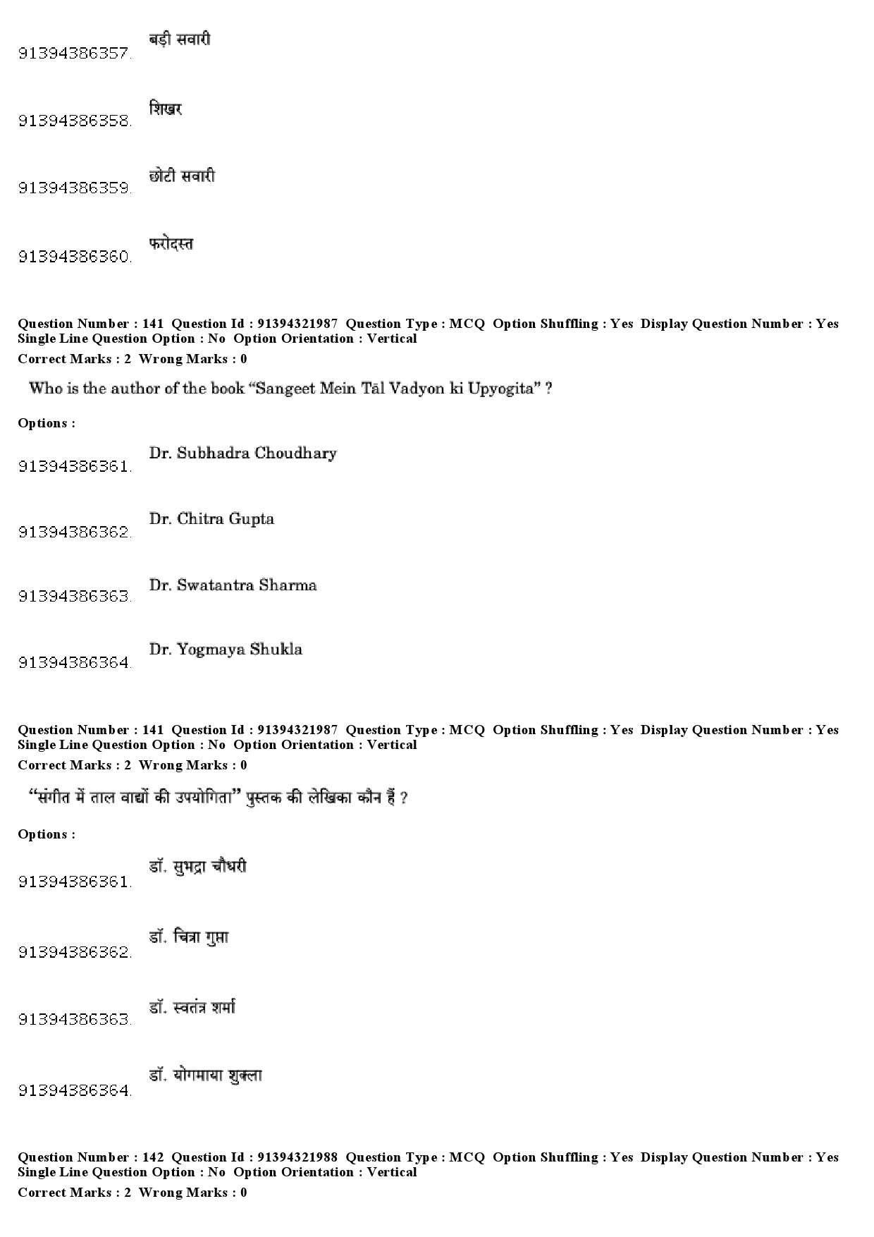 UGC NET Percussion Instruments Question Paper December 2018 115