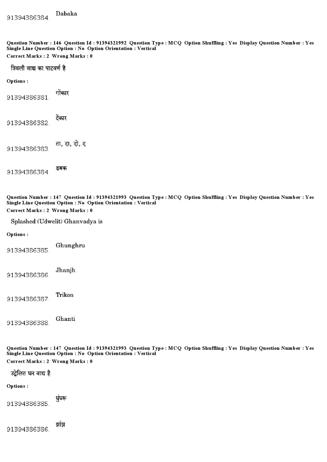 UGC NET Percussion Instruments Question Paper December 2018 119