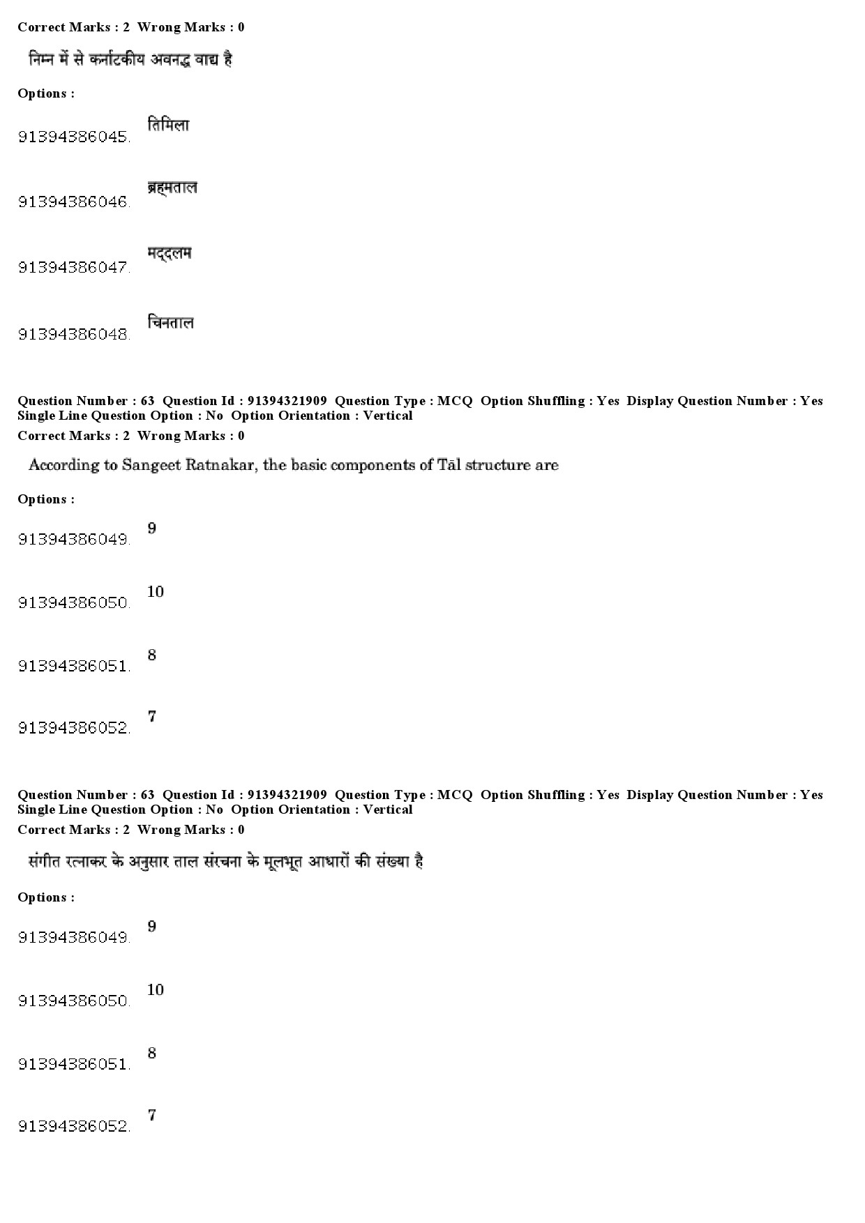 UGC NET Percussion Instruments Question Paper December 2018 57