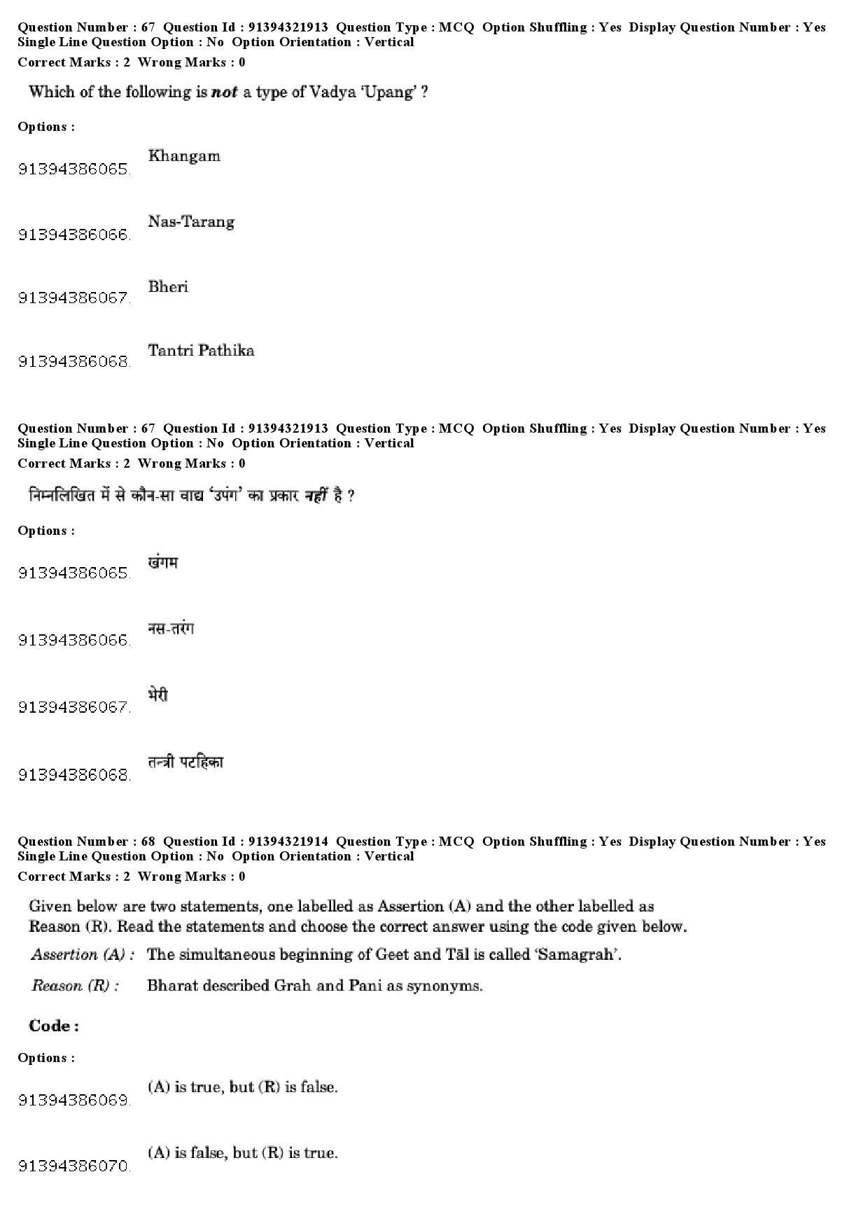 UGC NET Percussion Instruments Question Paper December 2018 60