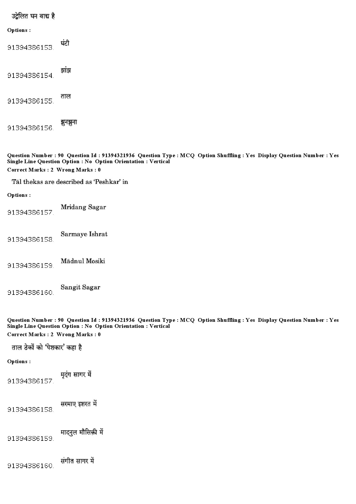 UGC NET Percussion Instruments Question Paper December 2018 77