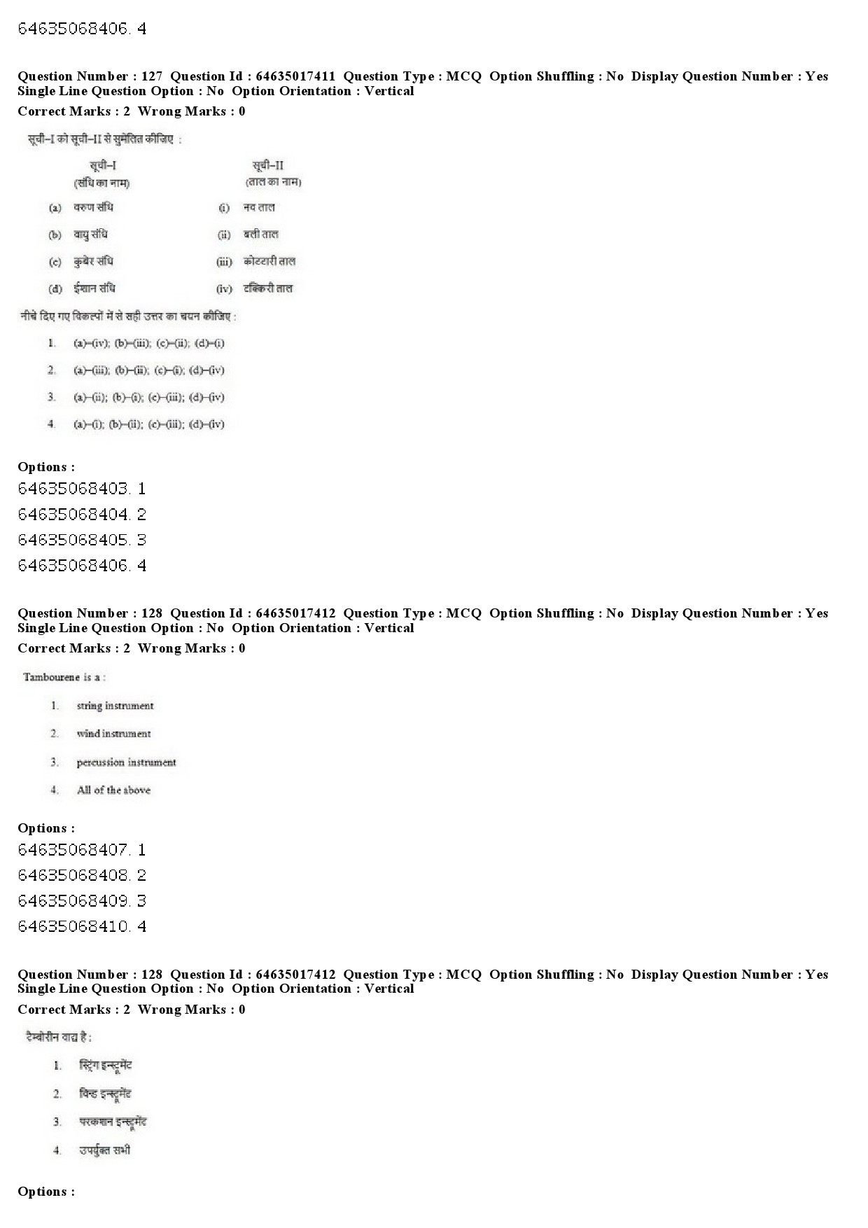 UGC NET Percussion Instruments Question Paper June 2019 102