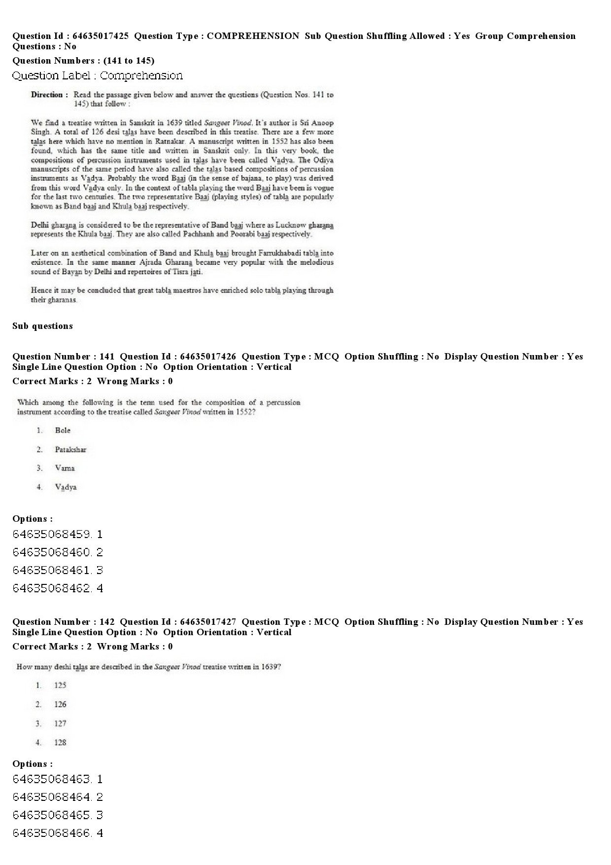 UGC NET Percussion Instruments Question Paper June 2019 111