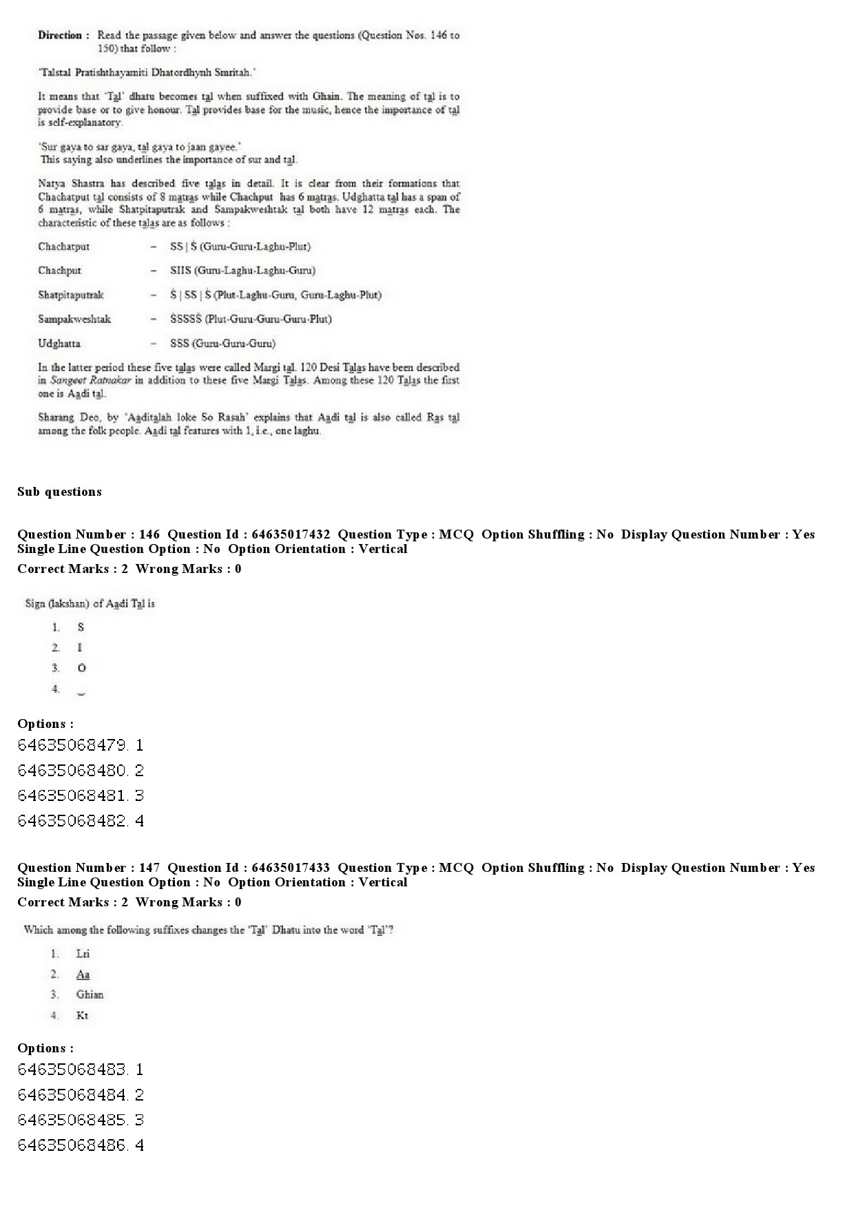 UGC NET Percussion Instruments Question Paper June 2019 115