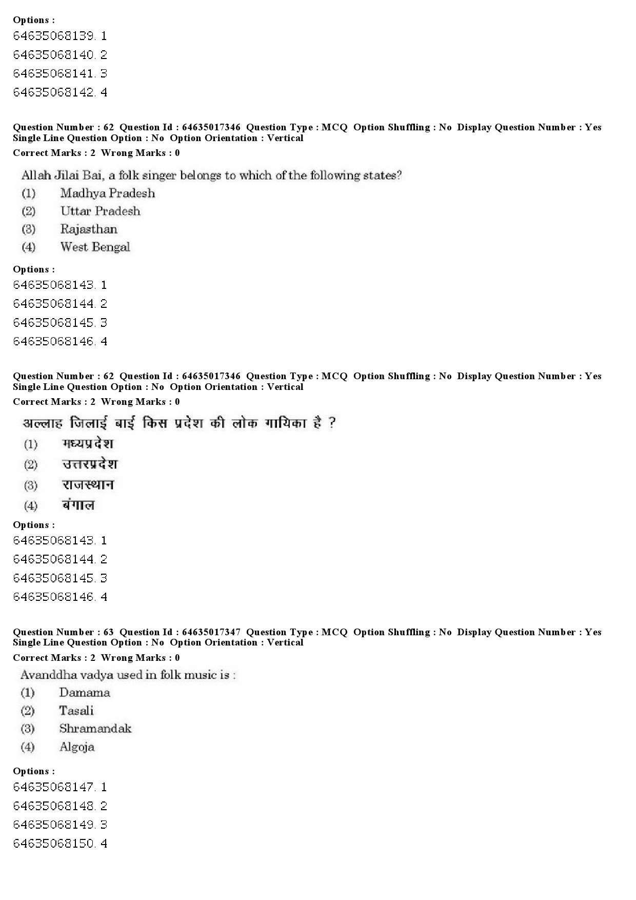 UGC NET Percussion Instruments Question Paper June 2019 56