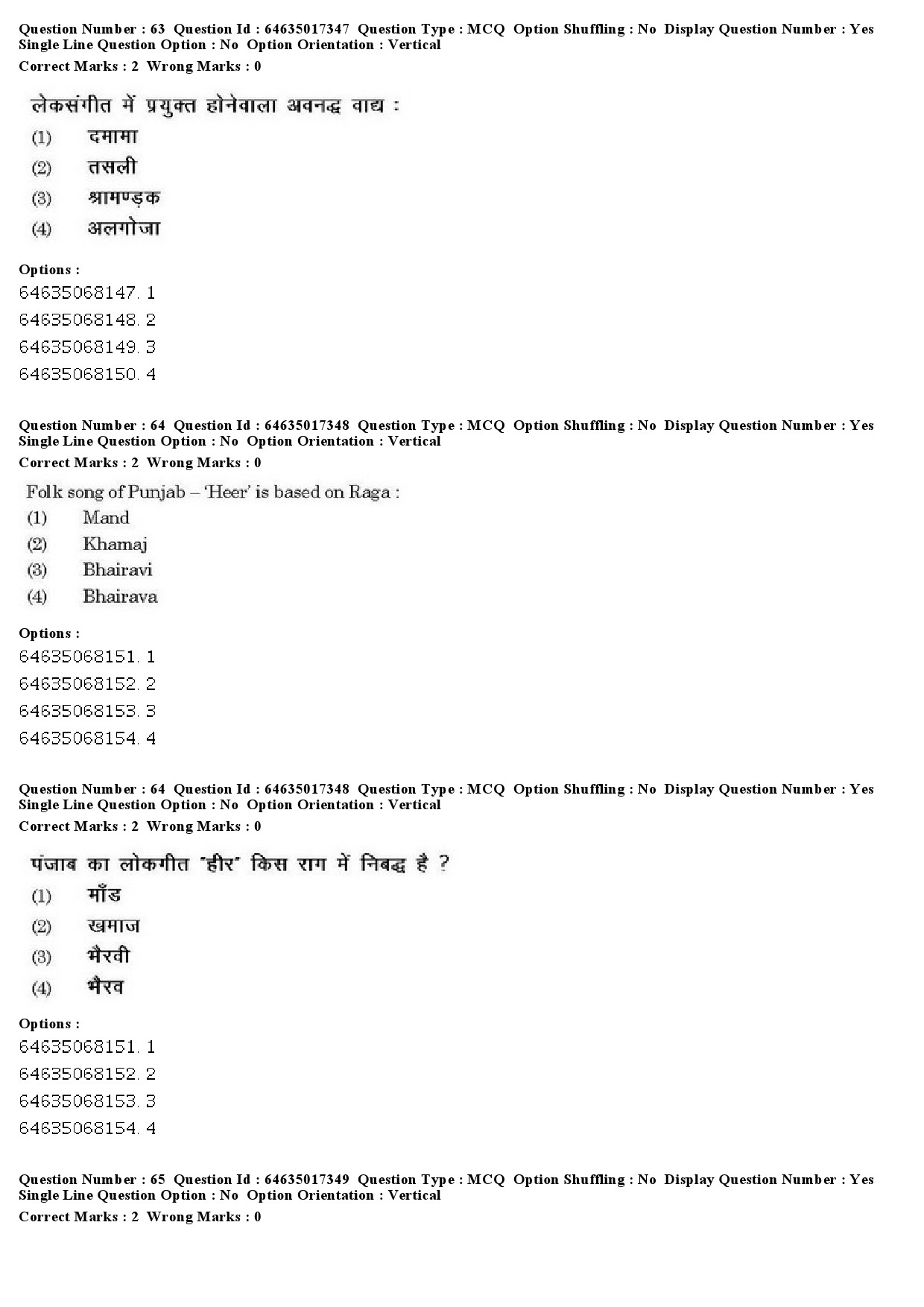 UGC NET Percussion Instruments Question Paper June 2019 57