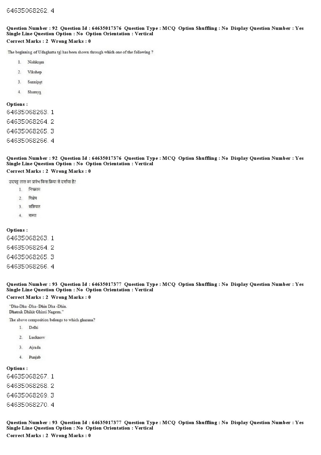 UGC NET Percussion Instruments Question Paper June 2019 78