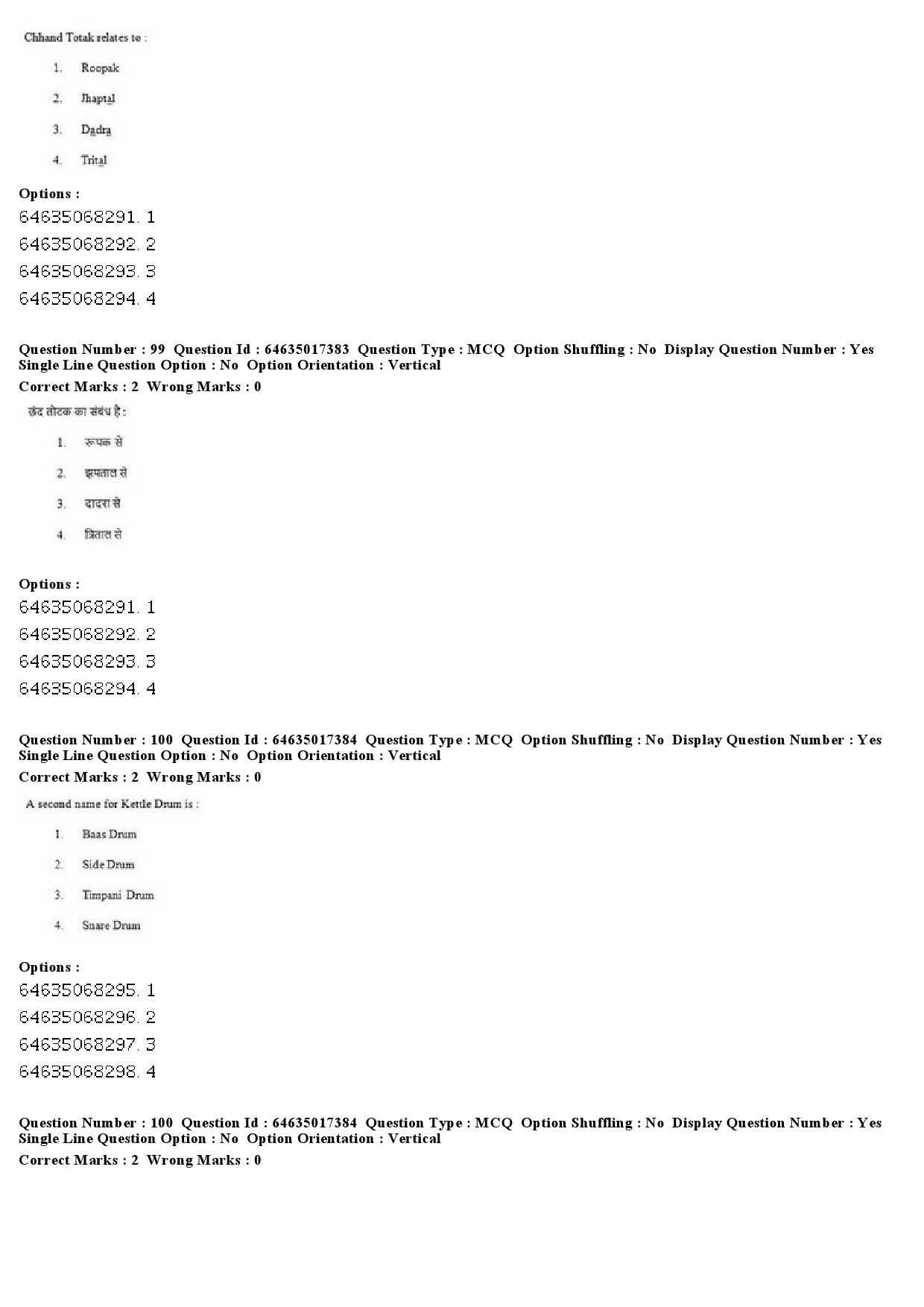 UGC NET Percussion Instruments Question Paper June 2019 83