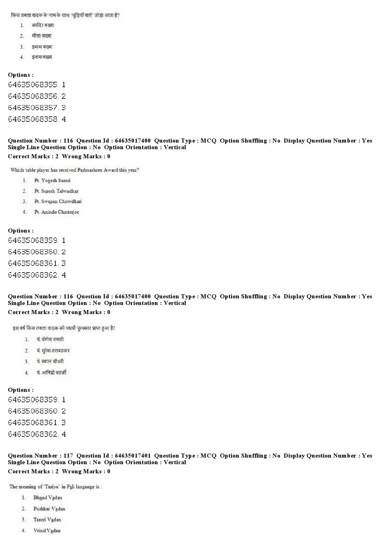 UGC NET Percussion Instruments Question Paper June 2019 94